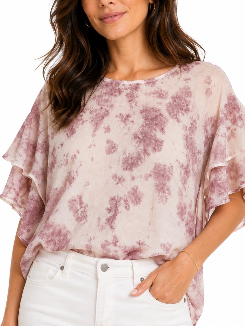 Style Envy pink tie-dye blouse